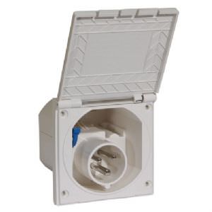  FLUSH MOUNTED MAINS INLET SOCKET- WHITE (click for enlarged image)